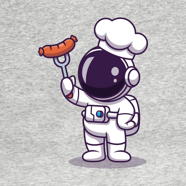 Cute Astronaut Chef With Grill Sausage by Catalyst Labs